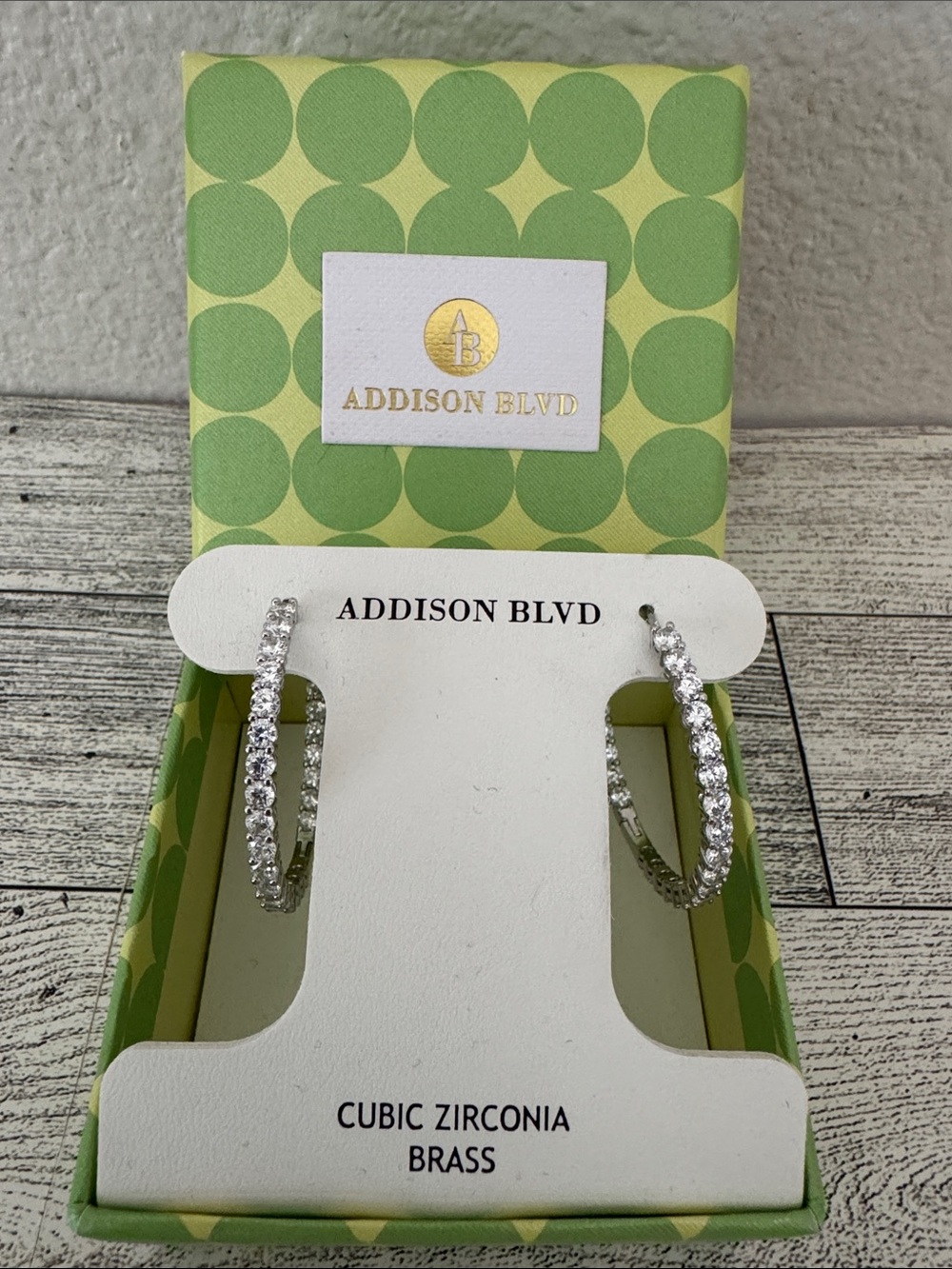 Addison Blvd Cubic Zirconia Hoop Earrings NEW